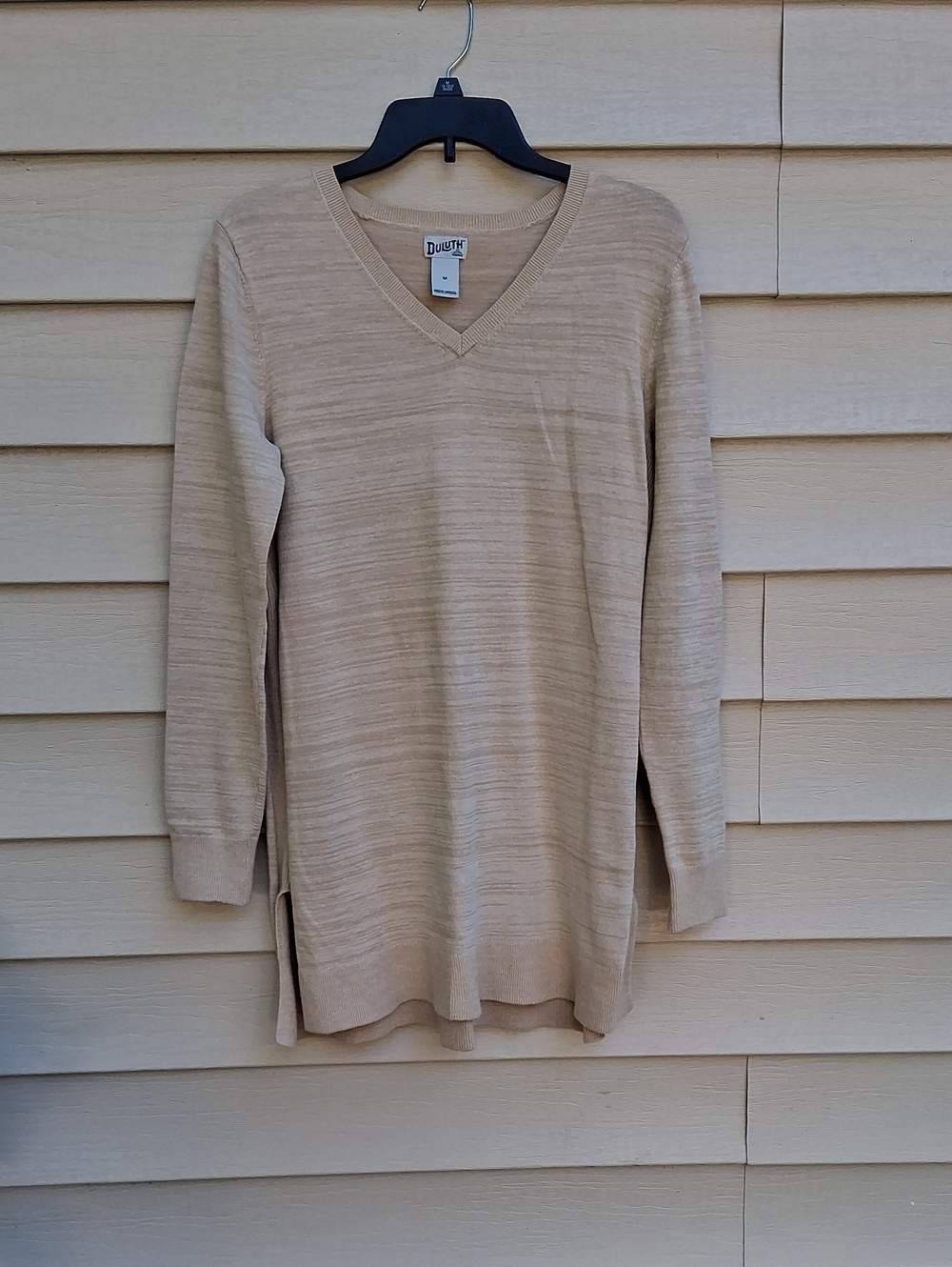 Duluth Trading Co Neutral‎ Tan V-Neck Tunic Sweater